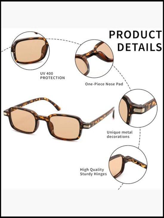 Trendy Retro Rectangle Sunglasses with UV400 Protection main image 4